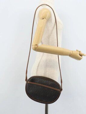 Christian Dior Honeycomb Canvas Shoulder Bag PVC Black
